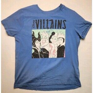Disney Villains Graphic T-Shirt Adult Womens Small Blue Primark Exclusive